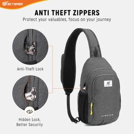 SKYSPER Sling Bag Anti Theft Crossbody Backpack RFID Lightweight Travel Shoulder Chest Bag for Hiking Walking