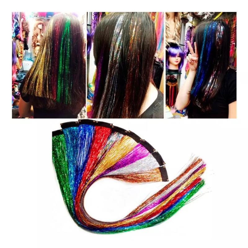 OEM 12 Extensiones Cabello Mechones Holograficas Mechas Fantasia