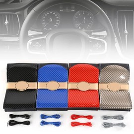 ihreesy Universal Steering Wheel Cover,PU Leather Steering Wheel Cover Lace Up 15inch Comfortable Auto Steering Wheel Stitch On Wrap with Needle Thread,Black Blue