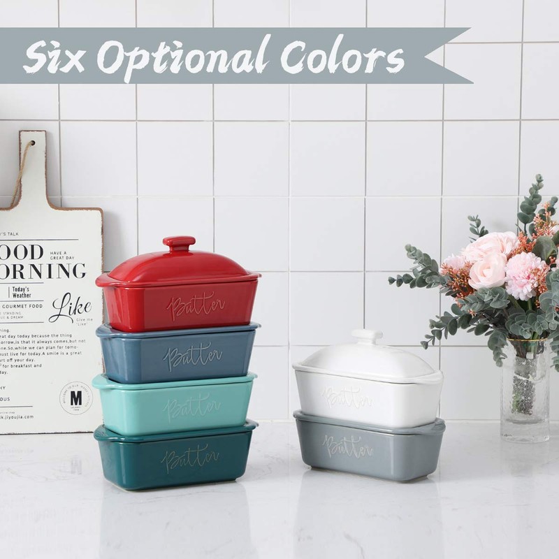 FE Butter Dish, 10 oz Ceramic Butter Keeper with Water