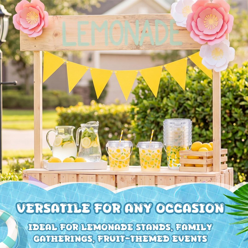 Ceenna 30 Pack 34 oz Lemon Plastic Drink Buckets with