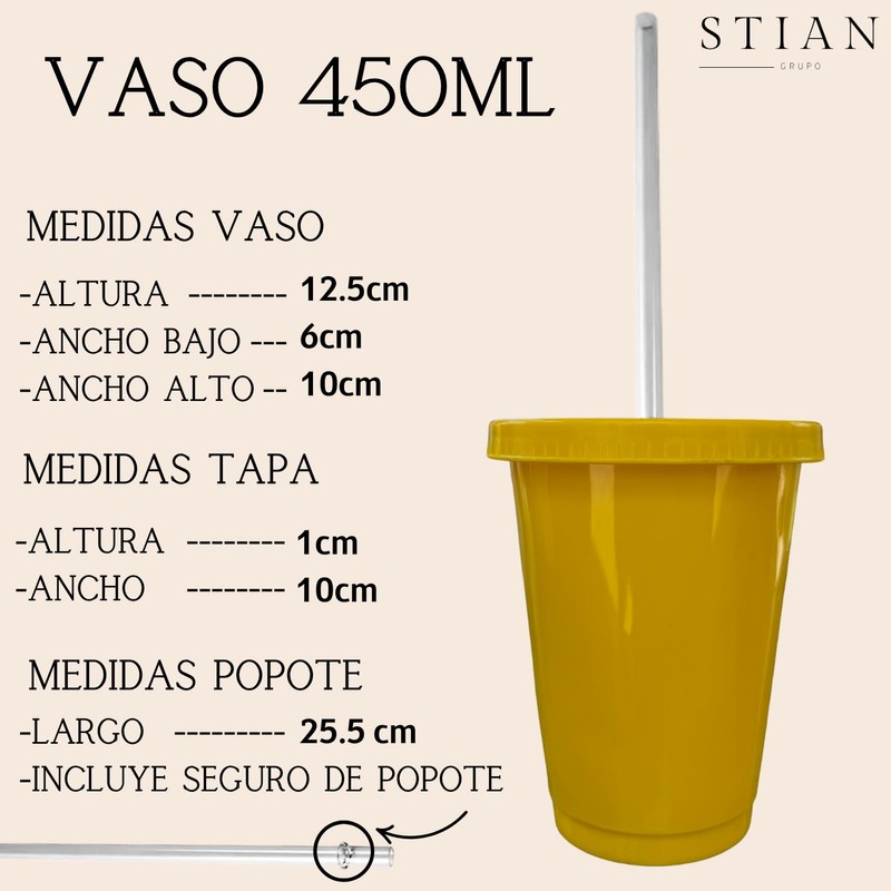 VASO DE PLASTICO REUSABLE (50, AMARILLO)
