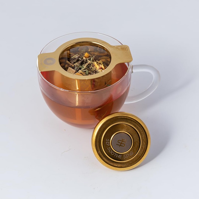 Tea-Sing Gold Tea Strainer – Loose Leaf Tea Infuser with
