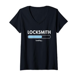 Womens Locksmith Loading Locksmith Shirt Lockout Specialist V-Neck T-Shirt