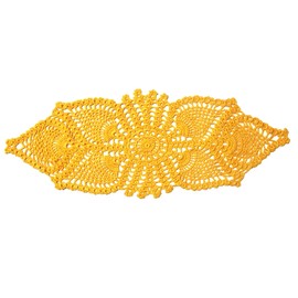 BIBITIME Crochet Lace Table Doilies Eyes Flower Doily Kitchen Vase Place Mats (7 in x 21 in,Pack of 1PC, Style02-Yellow)