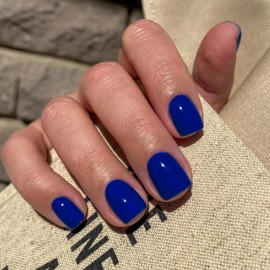 Royal Blue Press on Nails Short Square, Natural Short Gel Nails Glue on Acrylic Nails Press ons, 48Pcs Thick Reusable Fake Nails for Women, Short Coffin Artificial Nails New Solid Color Square Nails