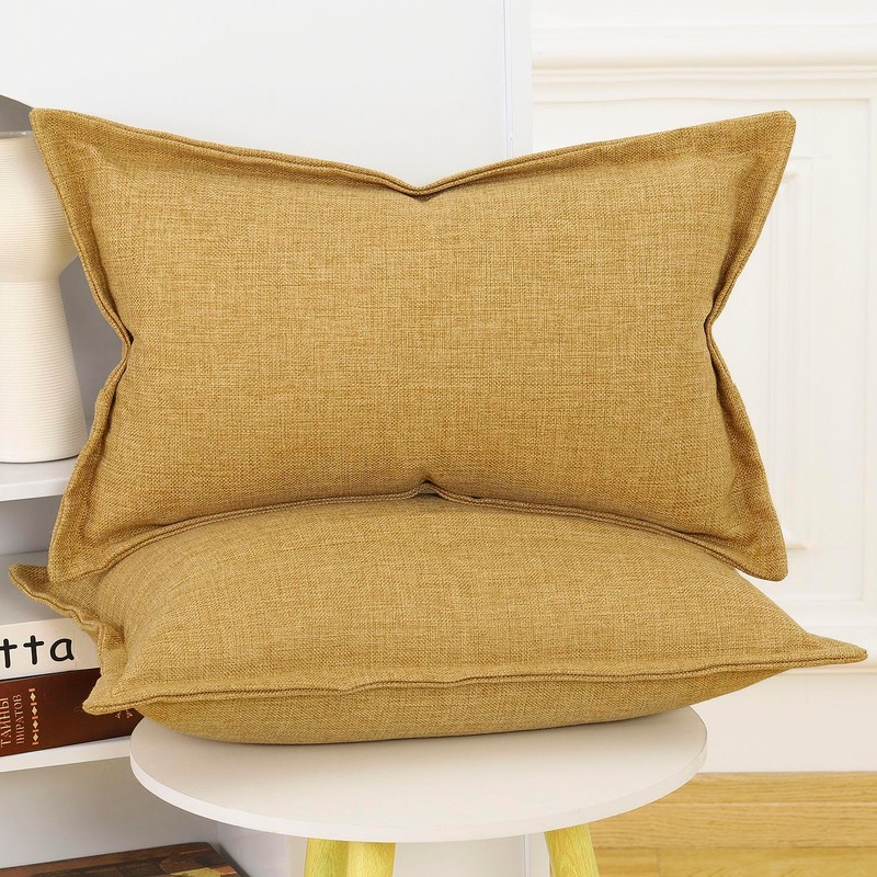 Madizz Set of 2 Linen Cushion Covers with Wide Edge,