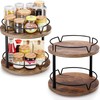 2 Pack 2 Tier Lazy Susan Organizer Wooden Rotating Spice