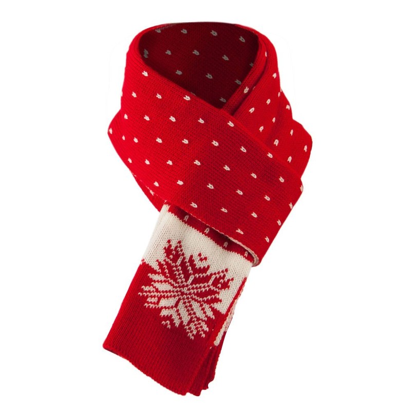 Large Snowflake Designed Scarf - Red OSFM