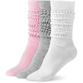 HONGTEYA Slouch Socks for Women 3 Pairs Scrunch Knee High Boot Socks Soft Long