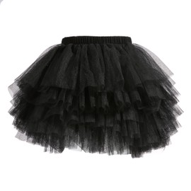 Falda tutú para bebé, 6 capas, tutus 1-8T, Negro, 1-2 Años