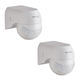 Oktaplex Set of 2 Ana Motion Detectors Outdoor Swivelling 230 V IP44 180° Motion Sensor 12 m Range White Surface-Mounted PIR Sensor