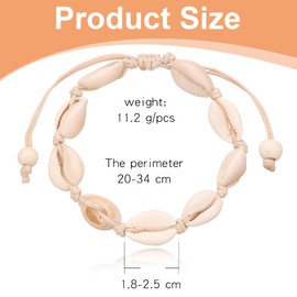 JEXOWIQ Shell Bracelet - 2 Pieces Boho Turquoise Anklet Women, Adjustable Layered Anklet Elephant Pendant Multilayer Ankle Jewellery Charm Sand Beach Foot Jewellery Boho for Women Girls