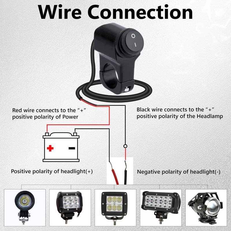 Motorcycle Handlebar Switch 12V, Waterproof Motorcycle Light Toggle Switch, Aluminum