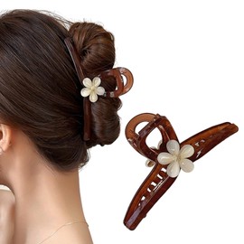 URTERYSER Simple Floral Hair Claw Clips Sweet Hair Jaw Clip Ponytail Holder Cute Strong Hold Hair Jaw Clip Hair Supplies Decorative Pon, Dark Coffee