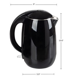 Electric Kettle – Auto-Off Rapid Boil Water Heater with Stainless-Steel Interior and Double Wall Construction by Classic Cuisine (Black)