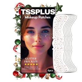 Glitter Freckles Face Tattoo - 6PCS Rose Gold Glitter Freckle Tattoos for Women, Sparkle Freckles for Face, Fake Freckles Glitter Makeup, Freckle Stickers for Face & Body (Rose Gold)