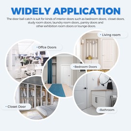 Ravinte Hardware Closet Door Ball Catch, Door Ball Catch Replacement, Ball Catches Door Hardware, Stainless Steel Dual Adjustable Strong Drive in Door Latch for Pantry Interior Doors - Black 6 Pack