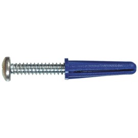 The Hillman Group 5063 Size Hillman Plastic Anchors with Screws 8-10 X 7/8" Pan Head Phillips 5 Lb. Blue 6/Pack, Silver