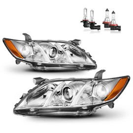 KarSpareHub Anti-Fogging Headlights Assembly for 2007-2009 Toyota Camry Headlamp Replacement Automotive Driver & Passenger Side with Bulbs