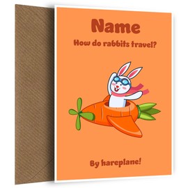 Hilarious 2025 Kids Easter Cards - The Hareplane Funny Joke Card perfect for Kids & Family Easter Fun -Humour for All Ages!