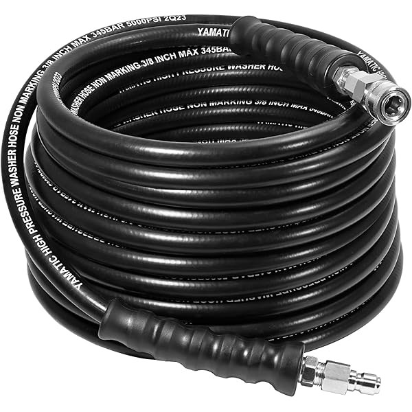 YAMATIC 3/8" Pressure Washer Hose 50FT with Stainless Steel Quick