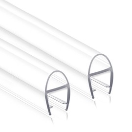 Shower Door Seal Strip, 2 Pack*78" L U-Shape Shower Door Side Seal Bottom Seal Door Sweep for 3/8" (10mm) Thick Glass, Ultra-Clear Polycarbonate Strip Water Barrier