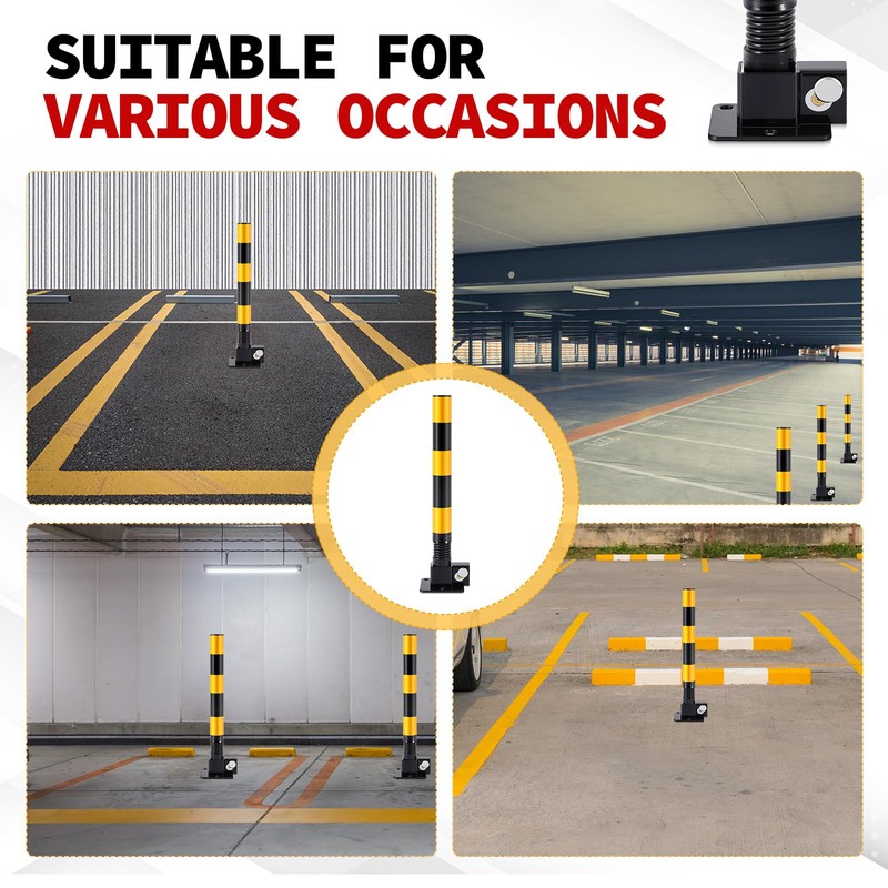 Zonon 2 Pcs Spring Parking Post Folding Heavy Metal Parking