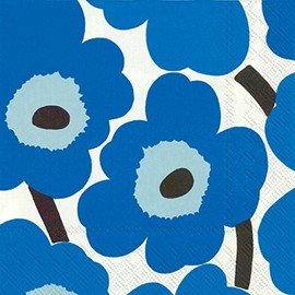 Ideal Home Range 20 Count Boston International Marimekko 3-Ply Paper Lunch Napkins, 6", Blue Unikko