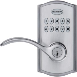 Kwikset SmartCode 955 Pembroke Light Commercial 10-Button Keypad Electronic Lever, Featuring Convenient Keyless Entry, 3-Year Batter Life and High Traffic Durability Satin Chrome