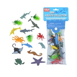 Wild Republic Mini Ocean Polybag, Kids Gifts, Aquatic Toys, Educational Toys, Reusable Bag, 12-Pieces