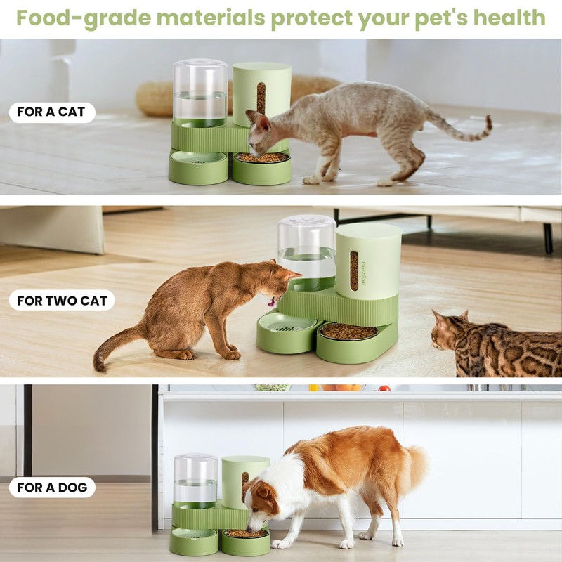 Automatic Cat Feeder Stainless Steel Water Dispenser Gravity Food Feeder
