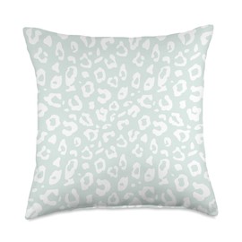 Vine Mercantile Chic Pastel Mint Green & White Leopard Animal Print Pattern Throw Pillow, 18x18, Multicolor