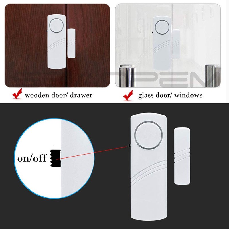 Door Window Security Alarm, Adsorption Security Buzzer, 95 dB Loud