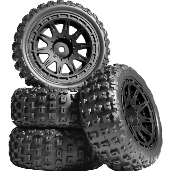 4PCS Pre-Glued RC Crawler Car Rubber Tires and Rims Set,