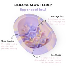 CHEWFFON Interactive Dog & Cat Lick Mat Bowls, BPA-Free Silicone Dog Slow Feeder with Suction Cups, Non Slip Food Bowl for Dogs and Cats, Reduce Anxiety, Dishwasher Safe, Lavender Purple Small