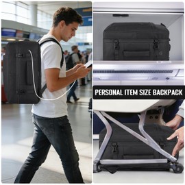 HILOMON Black Travel Backpack for Men Women, TSA Approved Personal Item Size fit for 18x14x8 Under Seat Backpack for Airplanes 15.6inch Laptop 30L Luggage Carry On Bag