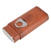 3 Finger Cigar Case Iron Cover Portable Soft Glossy Leather