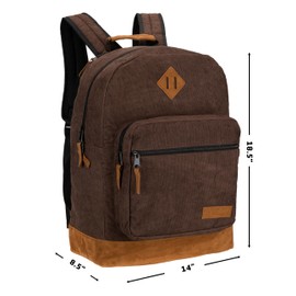 Wrangler Yellowstone Western-Style Backpack Corduroy Casual Daypack for Travel, Everyday Use with Padded Laptop Notebook Sleeve (Dark Brown Corduroy)