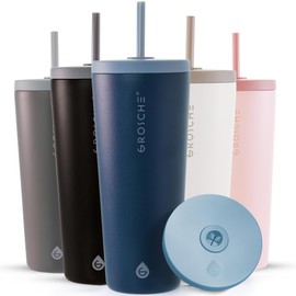 GROSCHE Jasper 23oz Tumbler with straw. Extreme Insulation, Classy Design, Built to Last, Insulated Stainless Steel Tumbler with Lid and Straw - Blue