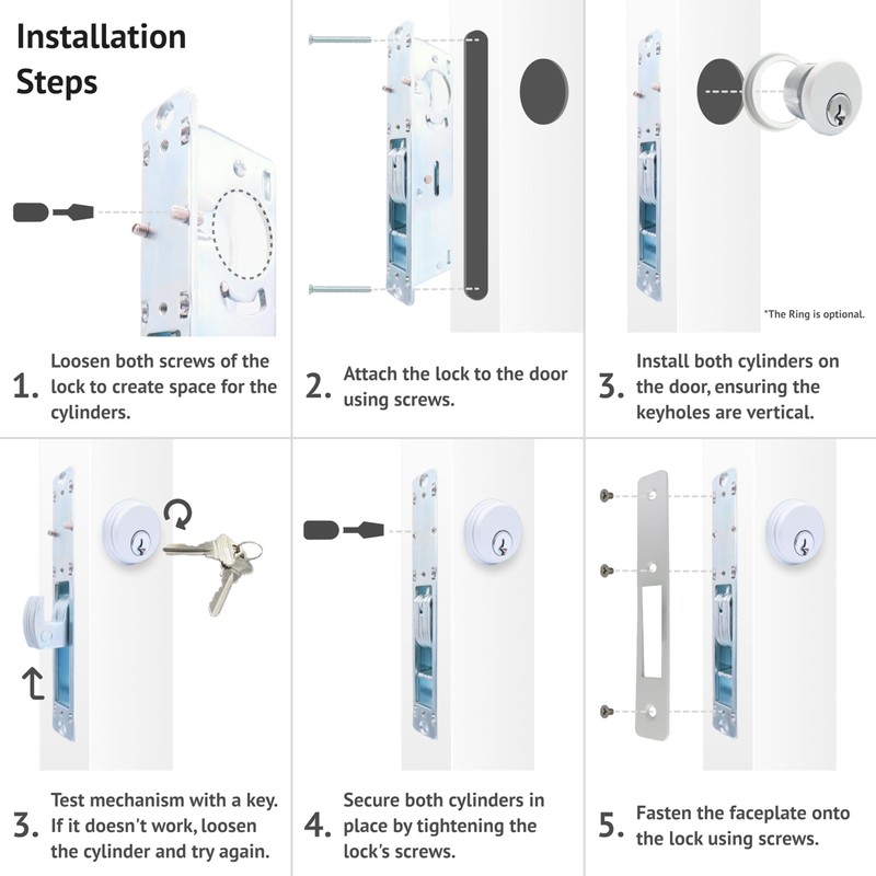 elox Storefront Narrow Stile Mortise Door Lock Hookbolt, Sliding Bolt