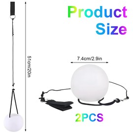 Hojalis 2 Pcs LED Poi Balls, LED Poi Spinning Balls with Strobe Effect, 7 Colors Luminous Poi Juggling Balls for Beginners Kids and Adults, Play in the Dark for Dancing, Camping, Light Shows, Raves