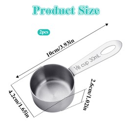 2Pcs Coffee Scoop 1/8 Cup Measuring Scoops Stainless Steel Coffee Scoop Canisters Tablespoon Measure Spoon Short Handle Cooking Scoops for Coffee Tea Sugar and Milk (30ML)