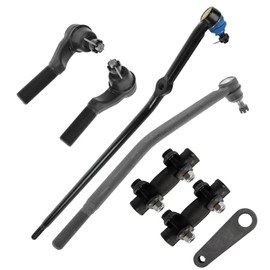 TRQ Front Steering Kit Pitman Arm Tie Rod Tie Rod Adjusting Sleeve Compatible with 2005-2006 Ford E-150 2005 E-150 Club Wagon
