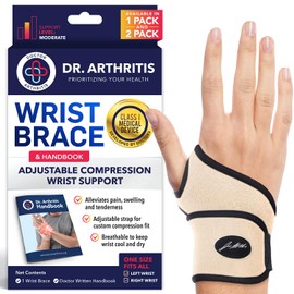 Doctor Developed Wrist Brace - Wrist wrap for Carpal Tunnel Arthritis,Tendonitis, Hand Support - Ideal for Fitness, Weightlifting - Handbook included (Nude, 1 Pack)
