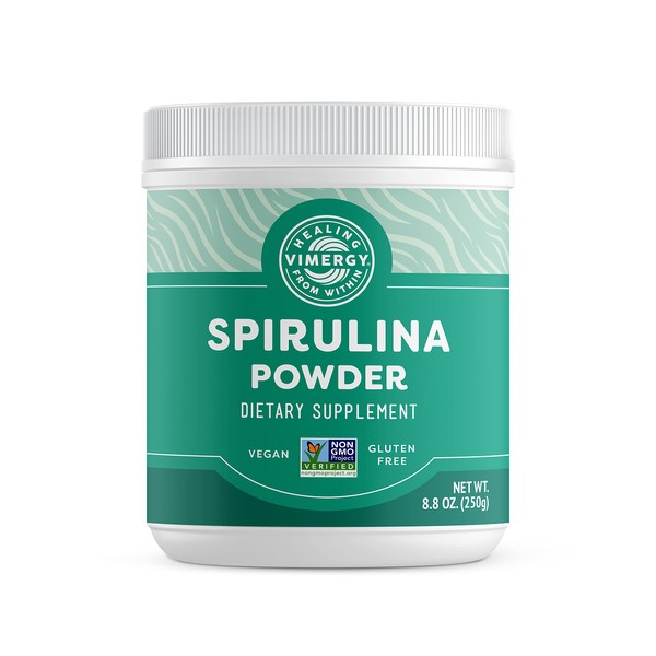 Vimergy Natural Spirulina Supplement Powder – Super Greens Powder – Nutrient Dense Blue-Green Algae Superfood for Smoothies & Juices – Immune Support - Non-GMO, Gluten-Free, Vegan & Paleo (250g)
