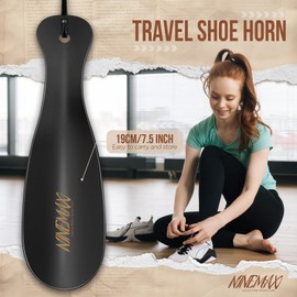 NINEMAX Shoe Horn Long Handle 16.5" Long Metal Shoehorn for Seniors - 7.5" Travel Shoe Horn for Men and Women