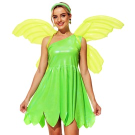 AOBUTE - Disfraz de TinkerBell para mujer, vestidos de hadas verdes, disfraces de Halloween, vestido sexy y brillante, 3XL