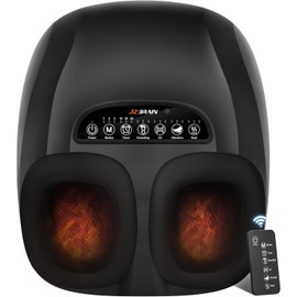 JZBRAIN Foot Massager with Heat : Shiatsu Electric Foot Massagers Machine with Vibration & Compression for Plantar Fasciitis & Neuropathy - Relax for Home Office Use
