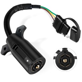 ATQYZLM Premium 7 Pin to 4 Pin Trailer Adapter，Waterproofing Trailer Plug Adapter 7 Pin Round to 4 Pin Flat ，11.6 Inch 7 Way Round to 4 Pin Trailer Wiring Connector Provides More Flexible Installation